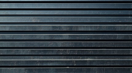 Obraz premium Dark gray horizontal ribbed metal texture background.