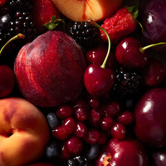 Fresh red fruit showing vibrant colors and textures