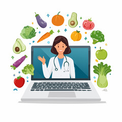 Smiling Health Professional Offering Virtual Nutrition Consultation On A Computer