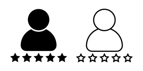 Vector isolated User Rating icon set in black outline and fill