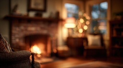 Cozy fireplace scene in a warm home