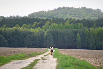 Tranquil outdoor cycling on rural trail