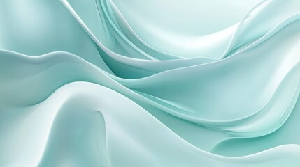 Obraz premium Abstract pastel teal fabric waves, flowing silk texture background.
