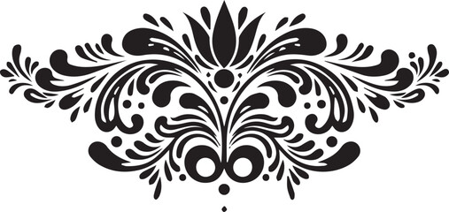 Obraz premium Simple floral line art, symmetrical divider with stylized leaves and petals, Adobe Illustrator Artwork