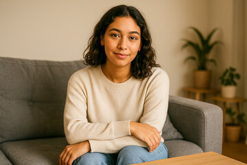 Fototapeta premium Casual Lifestyle Photo of Woman in Relaxed Home Environment 