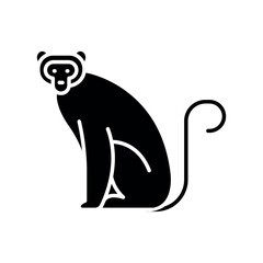 Macaque monkey black flat icon for digital and print projects.