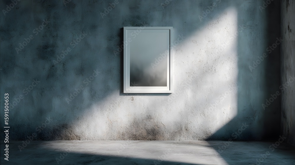 Poster soft pastel wall with empty frame in middle soft light