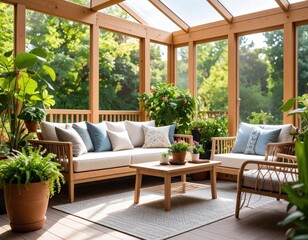 Obraz premium Sun-drenched outdoor living space