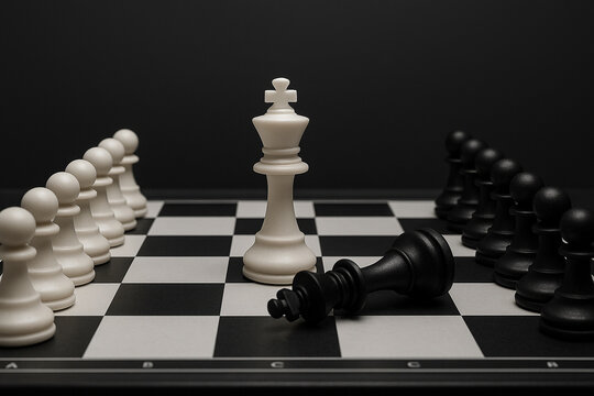 Chess game strategy endgame checkmate white king wins black king defeated chess board game competition