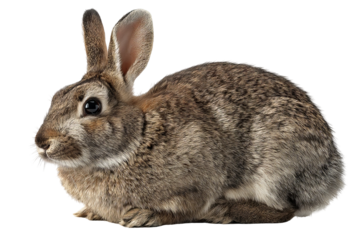 High‑resolution transparent background rabbit PNG cutout with realistic fur texture and natural shadows for seamless farm animal branding, Easter graphics, kids educational materials, and e‑commerce m