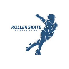 Roller Skate Player logo design vector. Silhouette Roller Skate Player Template Illustration.