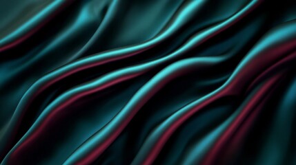 Fototapeta premium Elegant Abstract Dark Green and Ruby Red Silk Fabric Background with Dreamy Luxurious Texture Waves