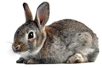 Fototapeta premium High‑resolution transparent background rabbit PNG cutout with realistic fur texture and natural shadows for seamless farm animal branding, Easter graphics, kids educational materials, and e‑commerce m