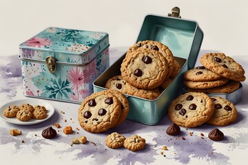 Cookies in a decorative tin or box for holiday gifting