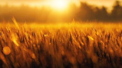 Golden wheat field at sunrise