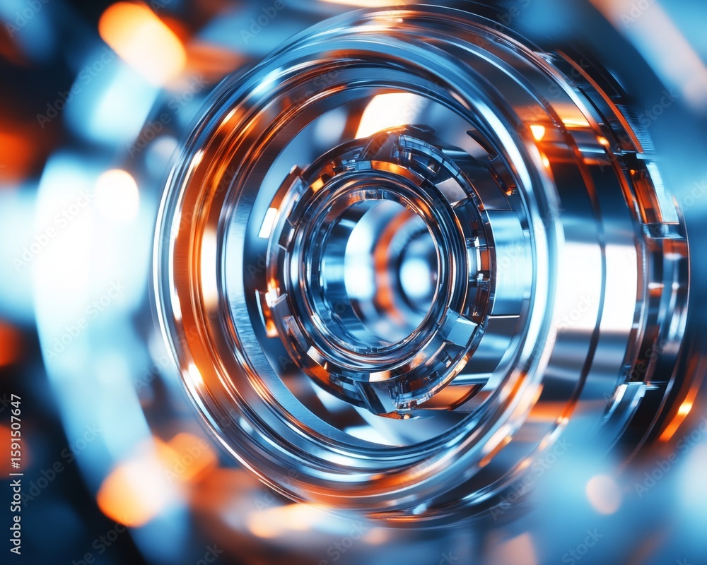 Poster industrial precision and geometric forms in mechanical abstract art with machine technology elements