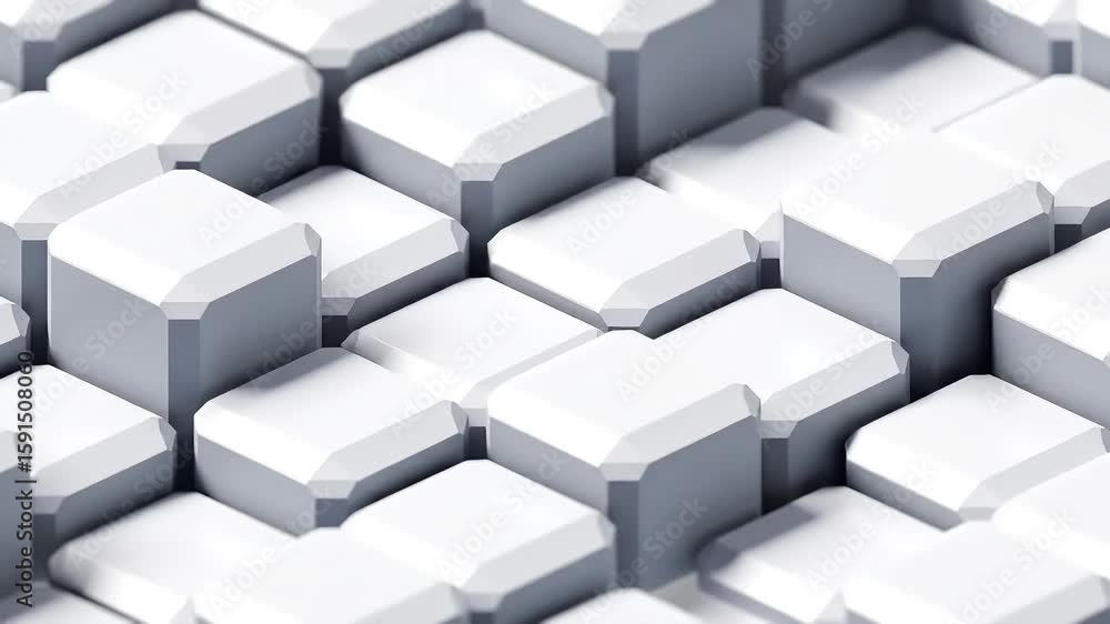 Aufkleber abstract geometric pattern of white and gray blocks with beveled edges creating a sense of depth and