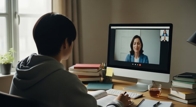 Student online learning with video conference