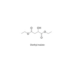 Diethyl malate skeletal structure. Hydroxy dicarboxylic ester compound schematic illustration. Simple diagram, chemical formula.
