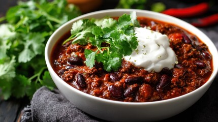Hearty chili in a bowl (3)
