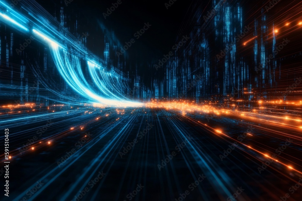 Aufkleber futuristic technology background with dynamic light trails showcasing speed and innovation in design