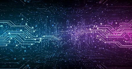 Abstract futuristic technology background with circuit board design and glowing neon colors a - Powered by Adobe