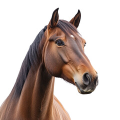 Brown horse head isolated on transparent background