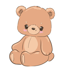 teddy bear vector hand drawn illustration cute print design for kids 