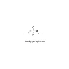 Diethyl phosphonate skeletal structure. Organophosphonate compound schematic illustration. Simple diagram, chemical formula.