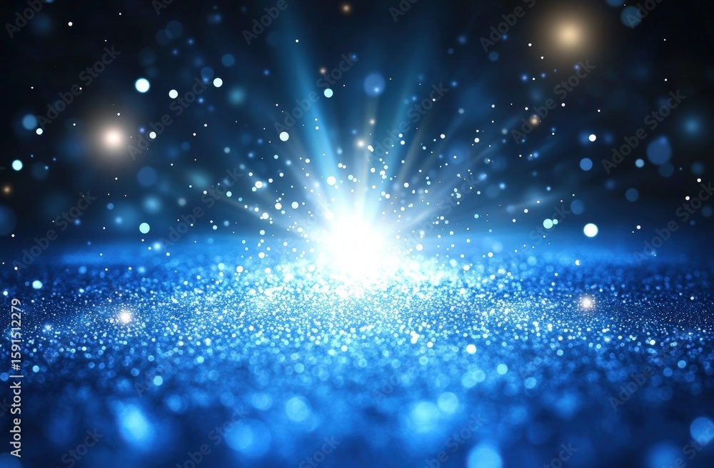 Poster sparkling blue light ray background with bokeh effect and radiant glow in abstract style for creativ