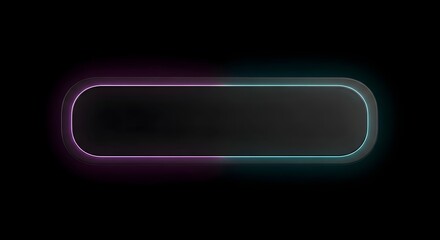 Fototapeta premium Neon-lit, oval-shaped button graphic on a black background