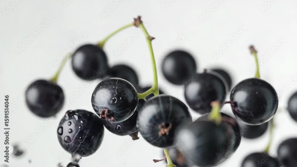 Poster a close-up view of blackberries floating on the surface of calm water, suitable for use as a backgro