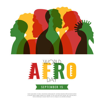 World Afro Day poster template. Greeting banner with typography. Copy space. Flat style vector illustration for cover card info.