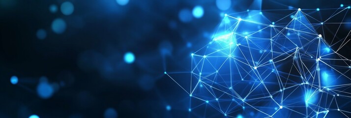 Futuristic Network Connection as Abstract Polygonal Backdrop with Interconnected Points and Lines