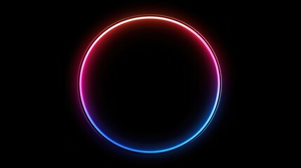 Obraz premium Bright neon circle glows, fading from red to blue on black. Great for adding a techy, modern vibe to your design.