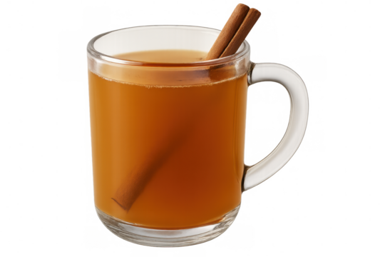 Warm cider mug brimming with cinnamon sticks, radiating cozy autumn comfort and seasonal beverage charm