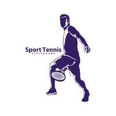 Tennis Player logo design vector. Silhouette Tennis Player Template Illustration
