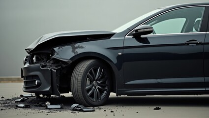 Damaged vehicle after a collision.