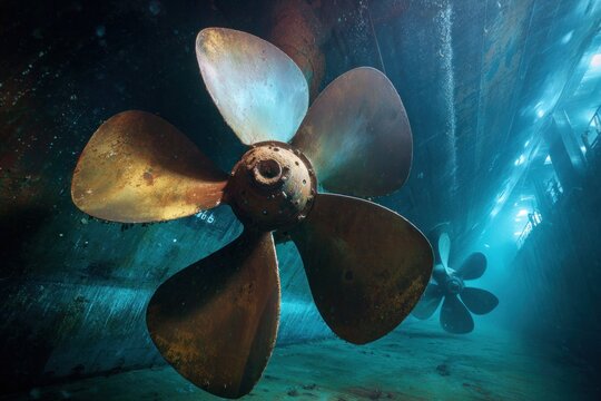 Rusty ship propeller underwater (2)