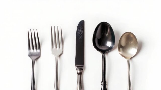 A set of silverware featuring a knife, fork, and spoon