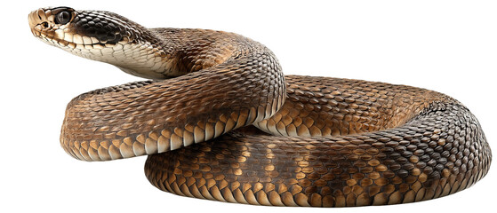 Obraz premium Ultra‑high‑resolution full‑body snake illustration on seamless transparent PNG background, realistic reptile scales perfect cutout for wildlife branding, nature‑themed graphic design