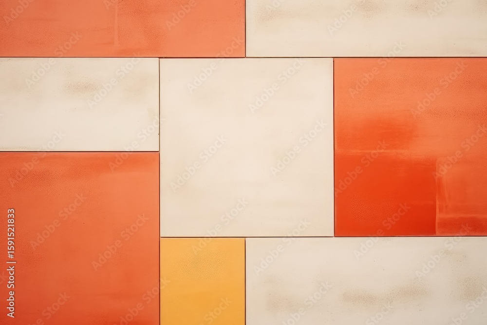 Aufkleber abstract background showing a modern design with orange, yellow, and beige tiles creating a geometri