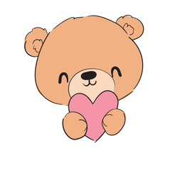Fototapeta premium Cute teddy bear vector hand drawn illustration cute print design for kids