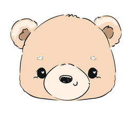 Cute teddy bear vector hand drawn illustration cute print design for kids