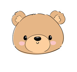 Cute teddy bear vector hand drawn illustration cute print design for kids 