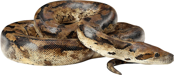 Fototapeta premium Full‑body high‑resolution anaconda PNG cutout on transparent background for wildlife education, jungle‑themed graphic design, venomous reptile identification, conservation infographics