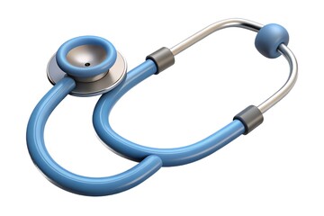 Classic blue stethoscope isolated on a clean white background for medical use