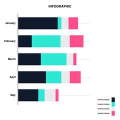 Horizontal Bar Chart Infographic,Monthly Data Visualization Design