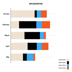 Horizontal Bar Chart Infographic,Monthly Data Visualization Design