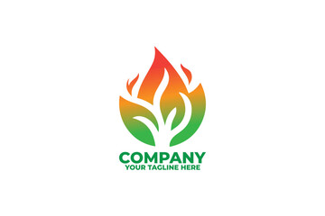 Modern Fire Leaf Symbol Logo